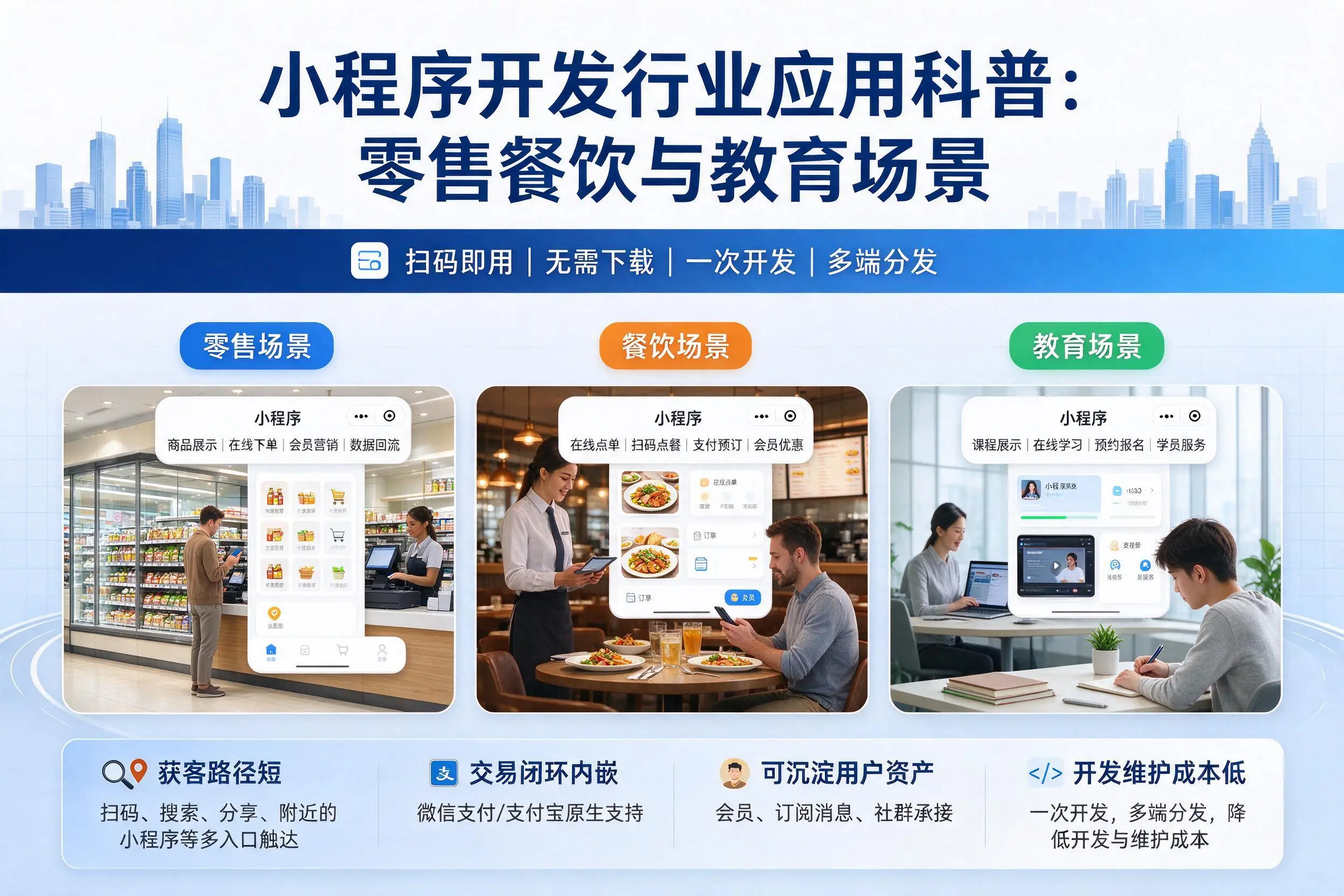 西安小程序开发行业应用科普:零售餐饮与教育场景