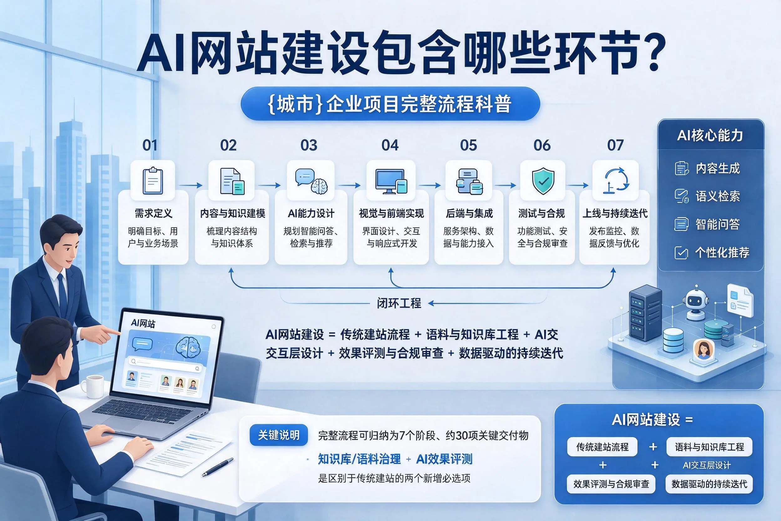 AI网站建设包含哪些环节?西安企业项目完整流程科普